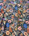 Close-up of Floral Cotton Tana Lawn Mukhawar showcasing intricate hand embellishment and colorful botanical floral print by Gharza Couture.
