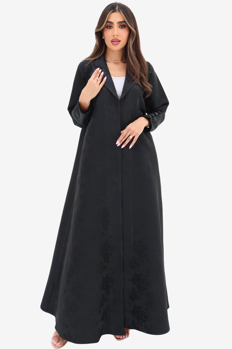 Floral Textured Blazer Abaya