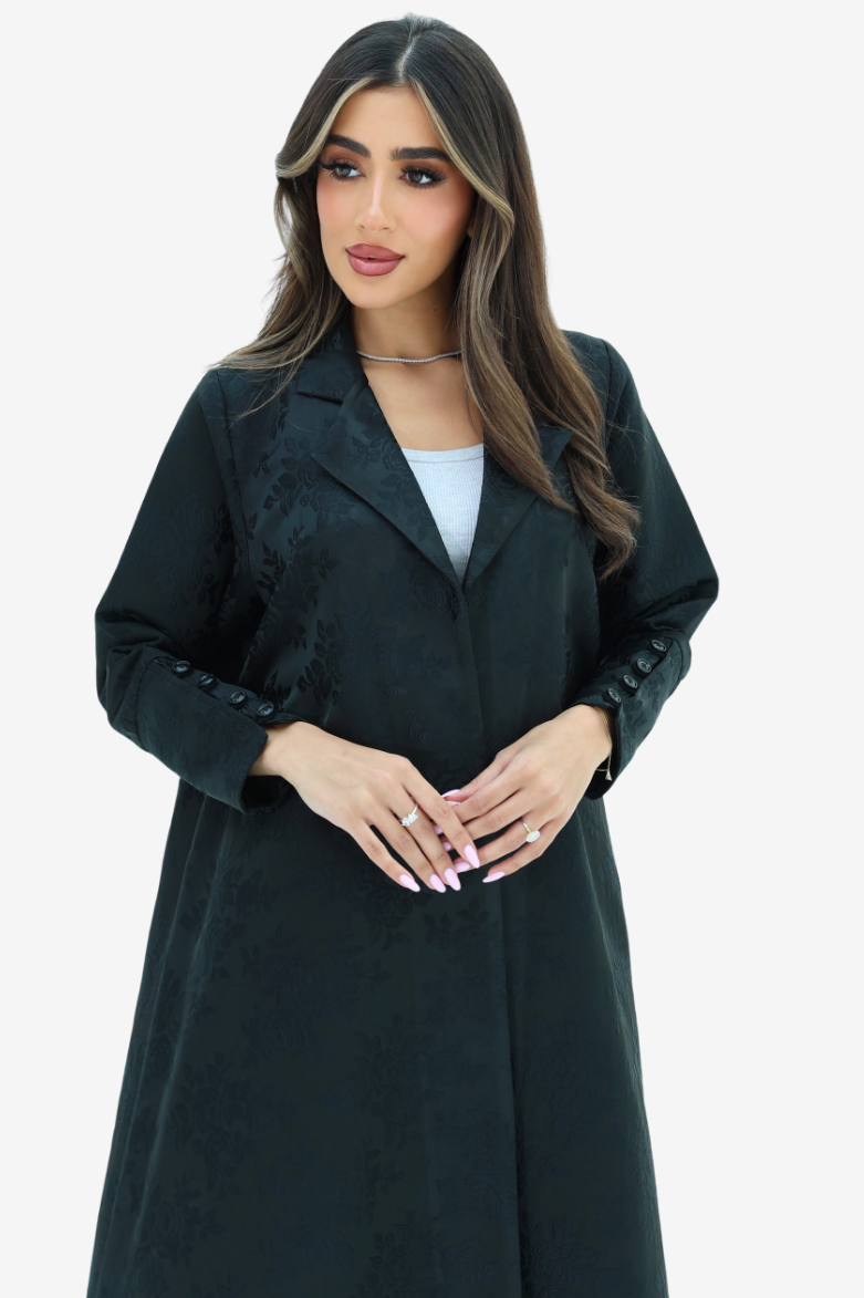 Floral Textured Blazer Abaya