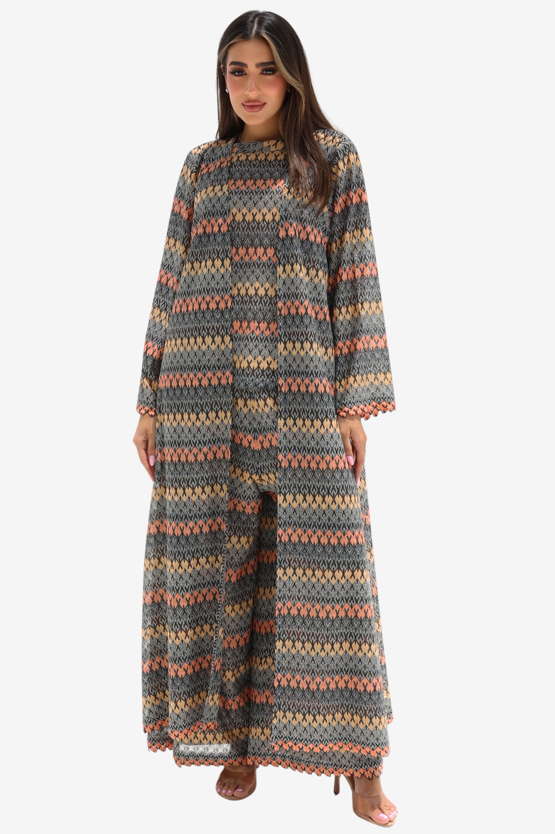 Geometric Knit Lace Three-Piece Set