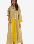 Golden Floral Paisley Cotton Jalabiya
