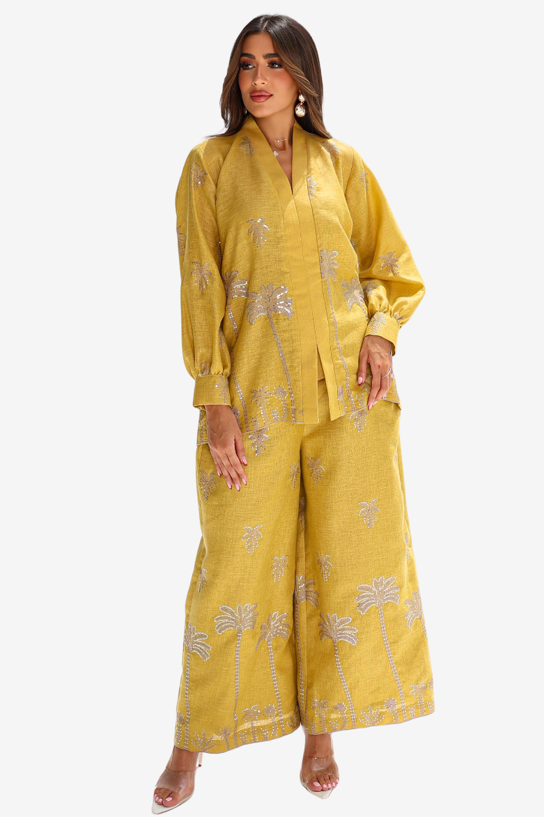 Golden Mirage Linen Blend Co-ord Set