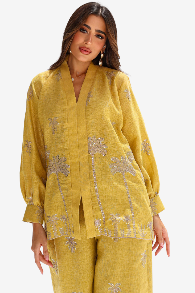 Golden Mirage Linen Blend Co-ord Set
