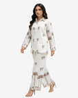 Women's Golden Oasis Linen Blend Co-ord Set in a flowing silhouette with palm-inspired print and wide-leg trousers