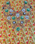 Golden Wildflower Cotton Mukhawar featuring premium printed cotton with a luxurious hand-embellished neckline and vibrant wildflower print by Gharza Couture.