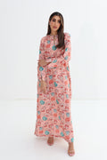 Sadaf — C13 — Blush Seashell Conch Print Pearl Trim Cotton Jalabiya