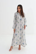 Qantara — C09 — Ivory Art Deco Arch Botanical Floral Cotton Jalabiya
