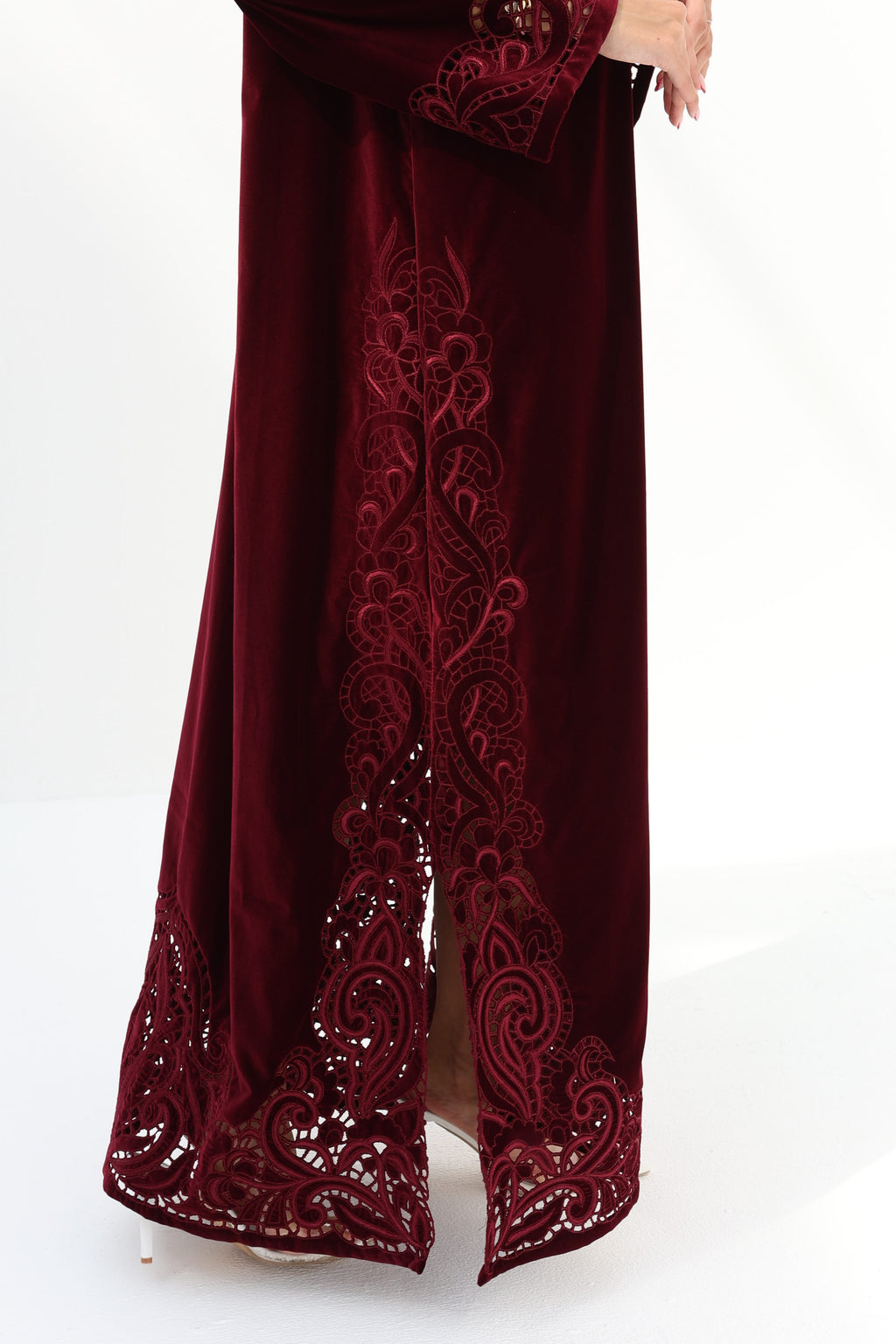 Yasmine Al Layl — Velvet 1 -  Burgundy Velvet Lace Embroidered