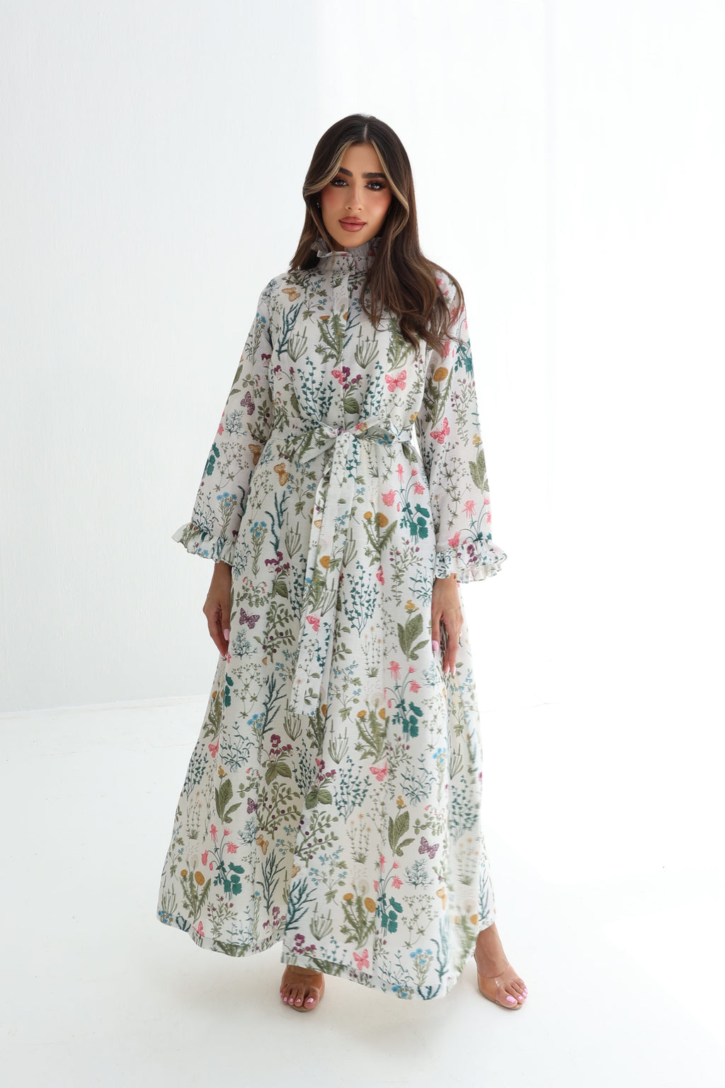 Farasha — L172 — Botanical Garden Print Linen Jalabiya