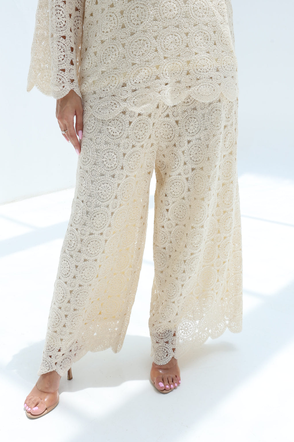 Qamar — Ivory Crochet Medallion Lace Co-ord Set