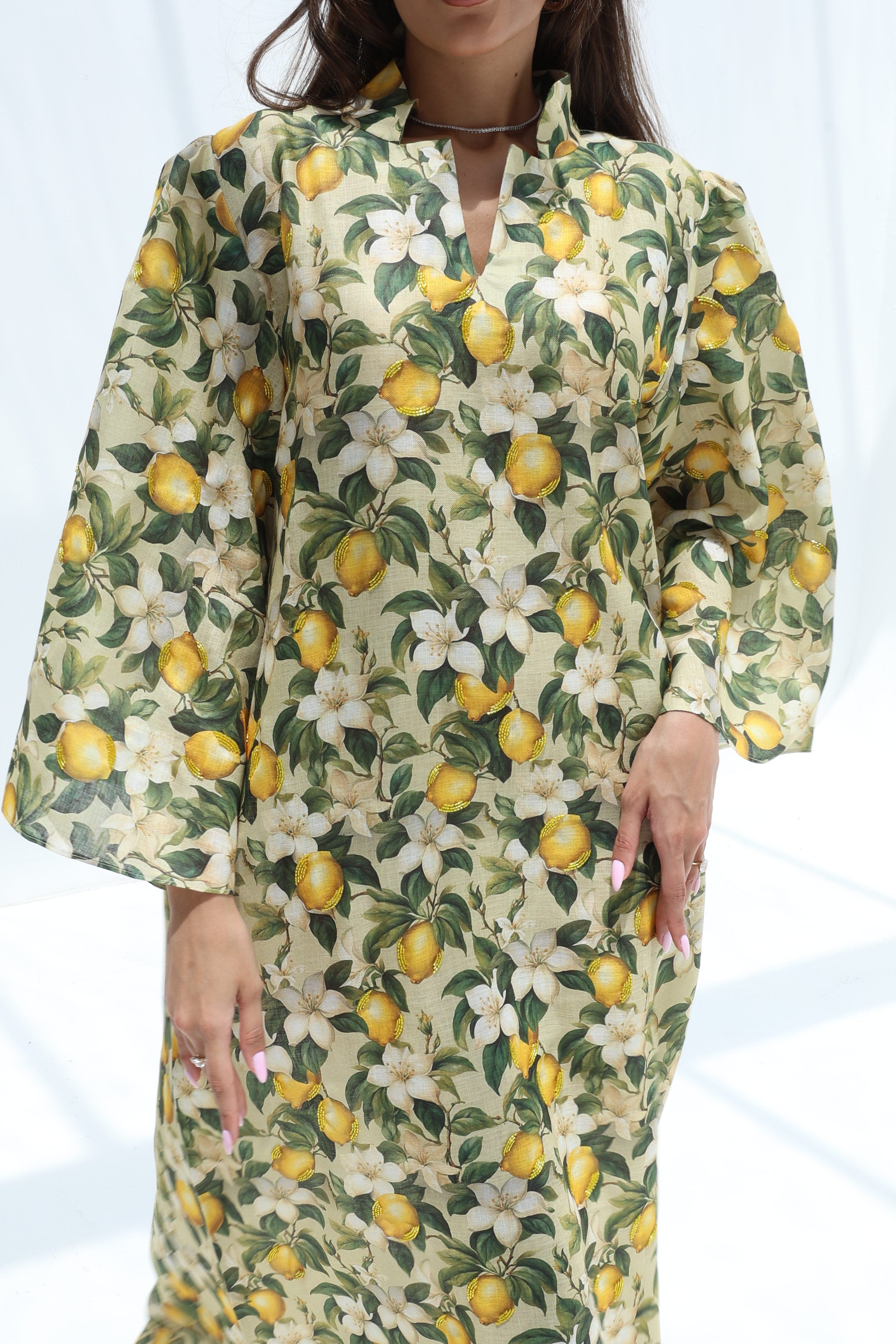 Laymoun — L195 — Citrus Blossom Linen Jalabiya