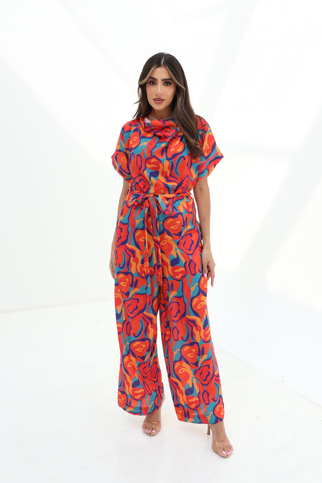 Joud — Abstract Floral Linen Jumpsuit