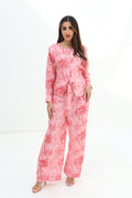 Nakheel Al Wardi — Pink Palm Print Linen Co-ord Set