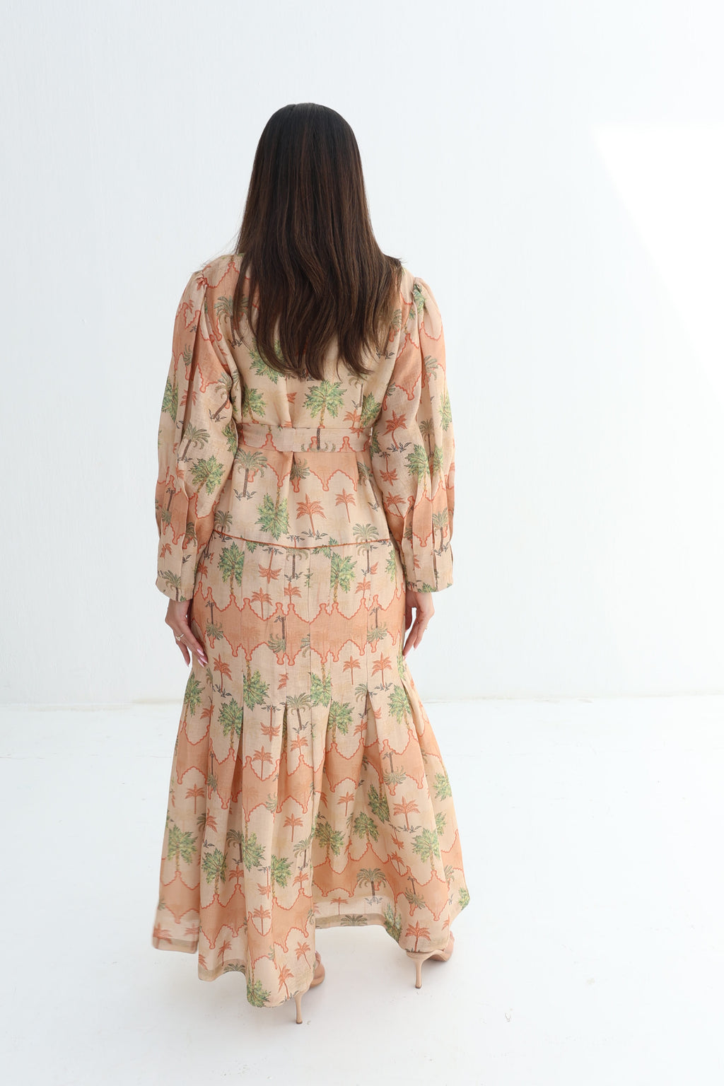 Rimal — L171 — Sand Palm Print Linen Jalabiya