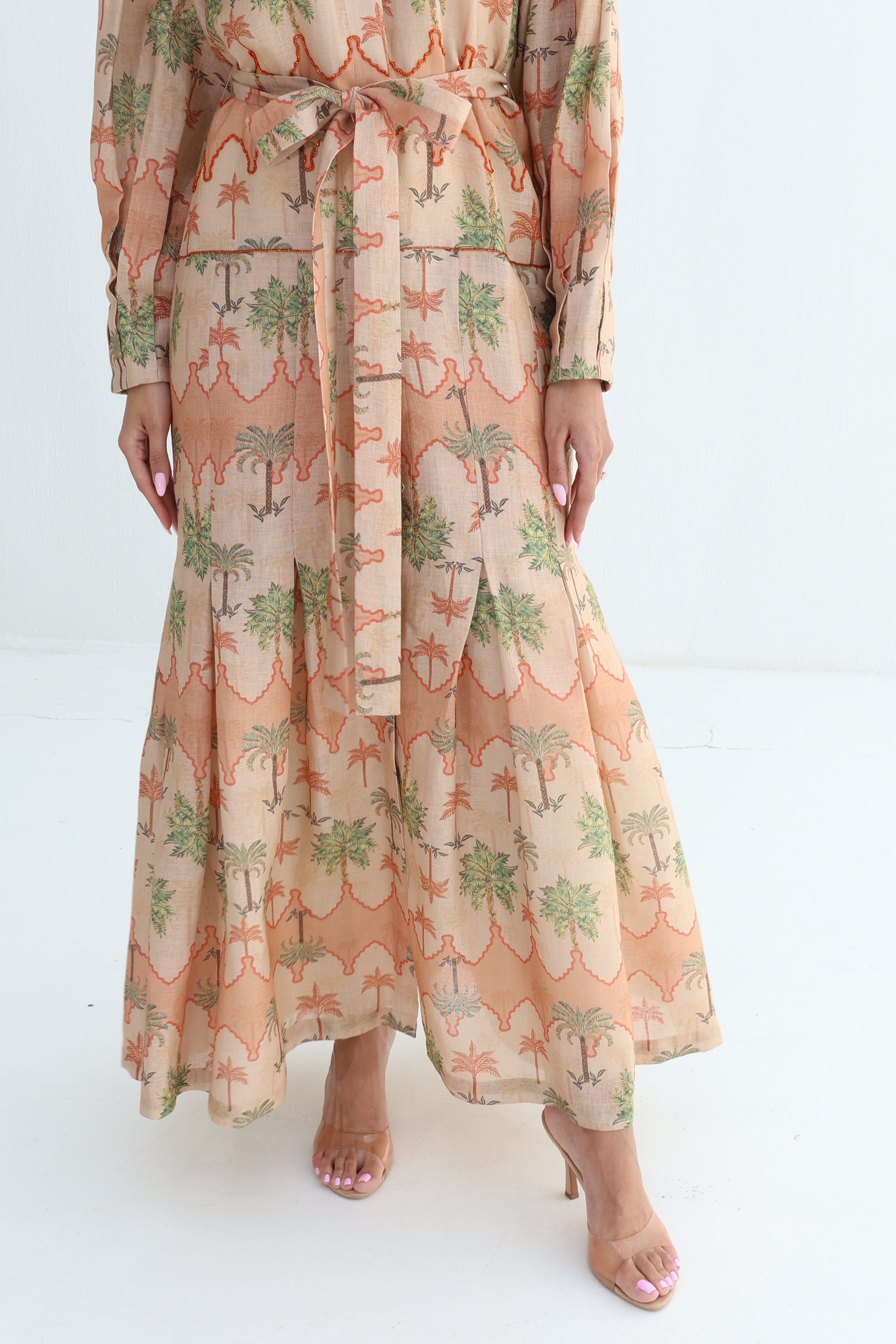 Rimal — L171 — Sand Palm Print Linen Jalabiya