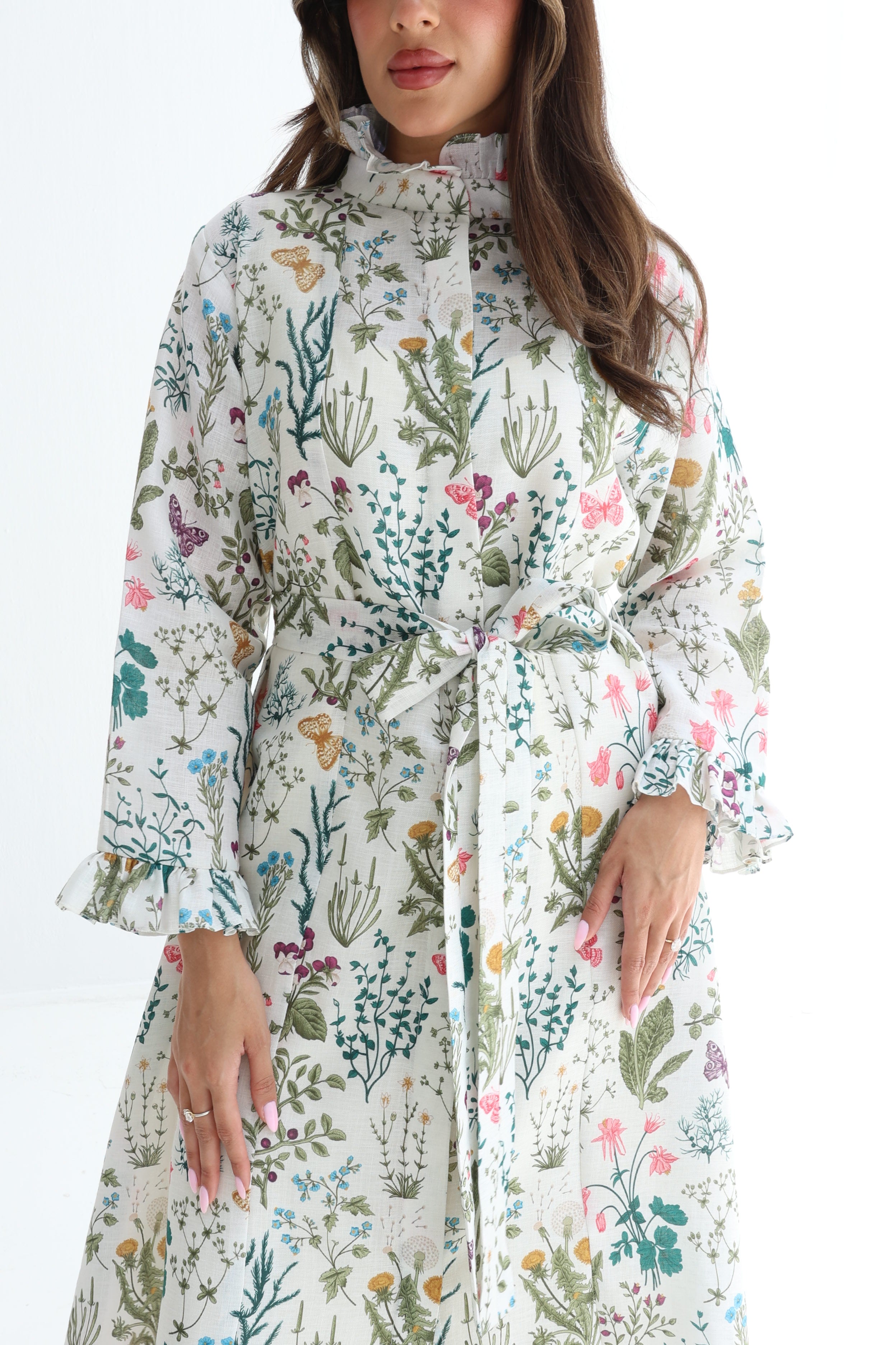 Farasha — L172 — Botanical Garden Print Linen Jalabiya