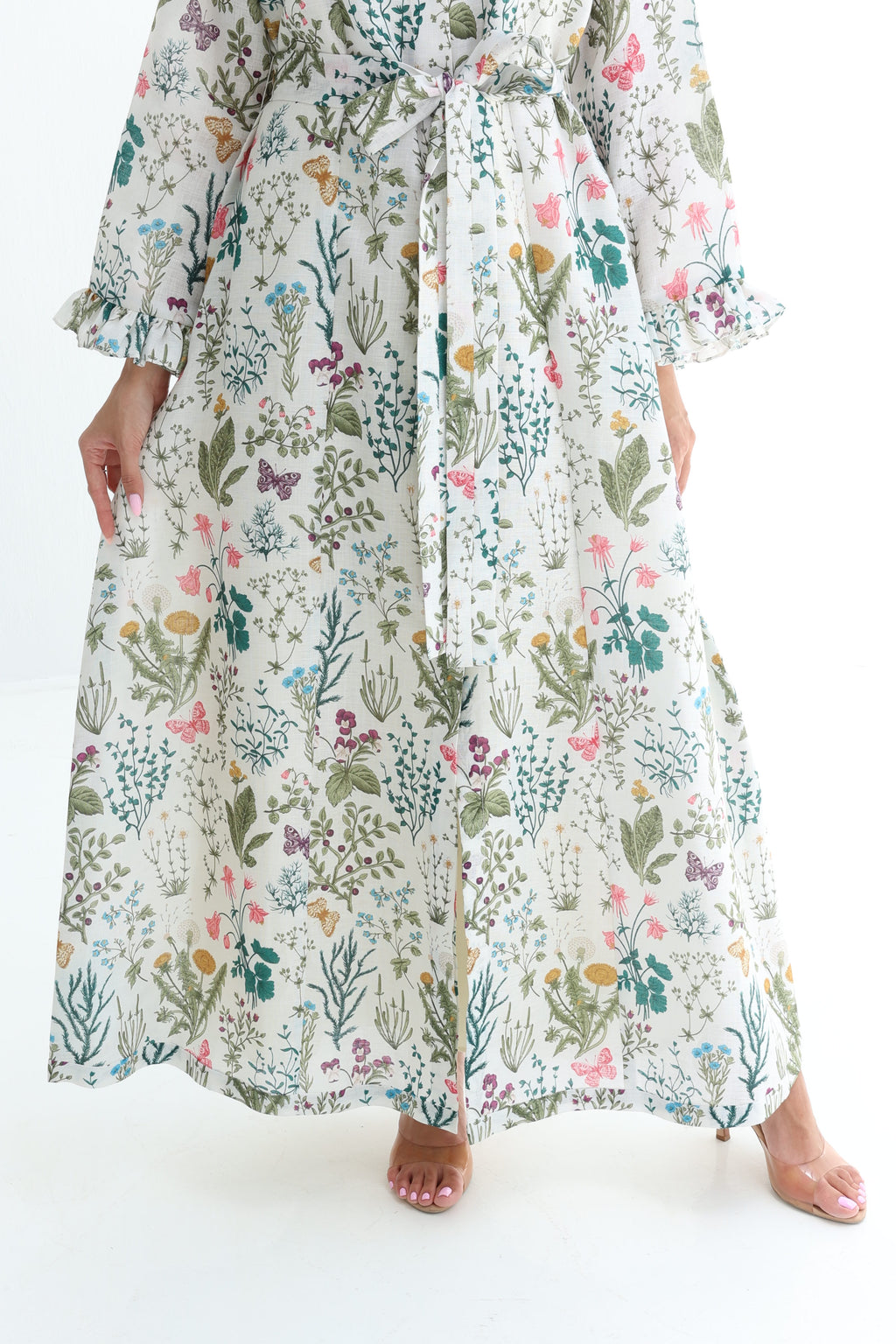 Farasha — L172 — Botanical Garden Print Linen Jalabiya