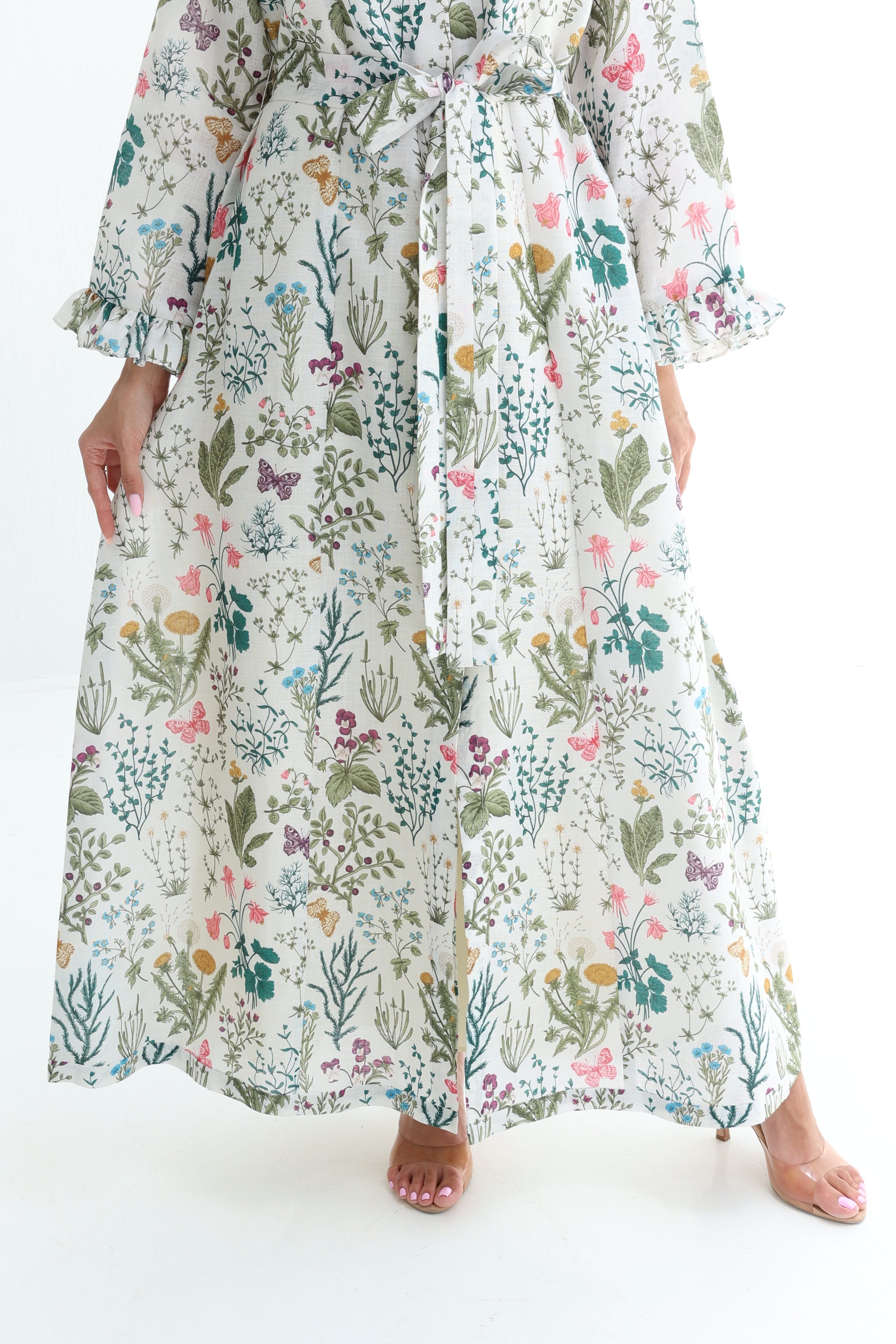 Farasha — L172 — Botanical Garden Print Linen Jalabiya