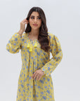 Yellow Palm Linen Blend Jalabiya