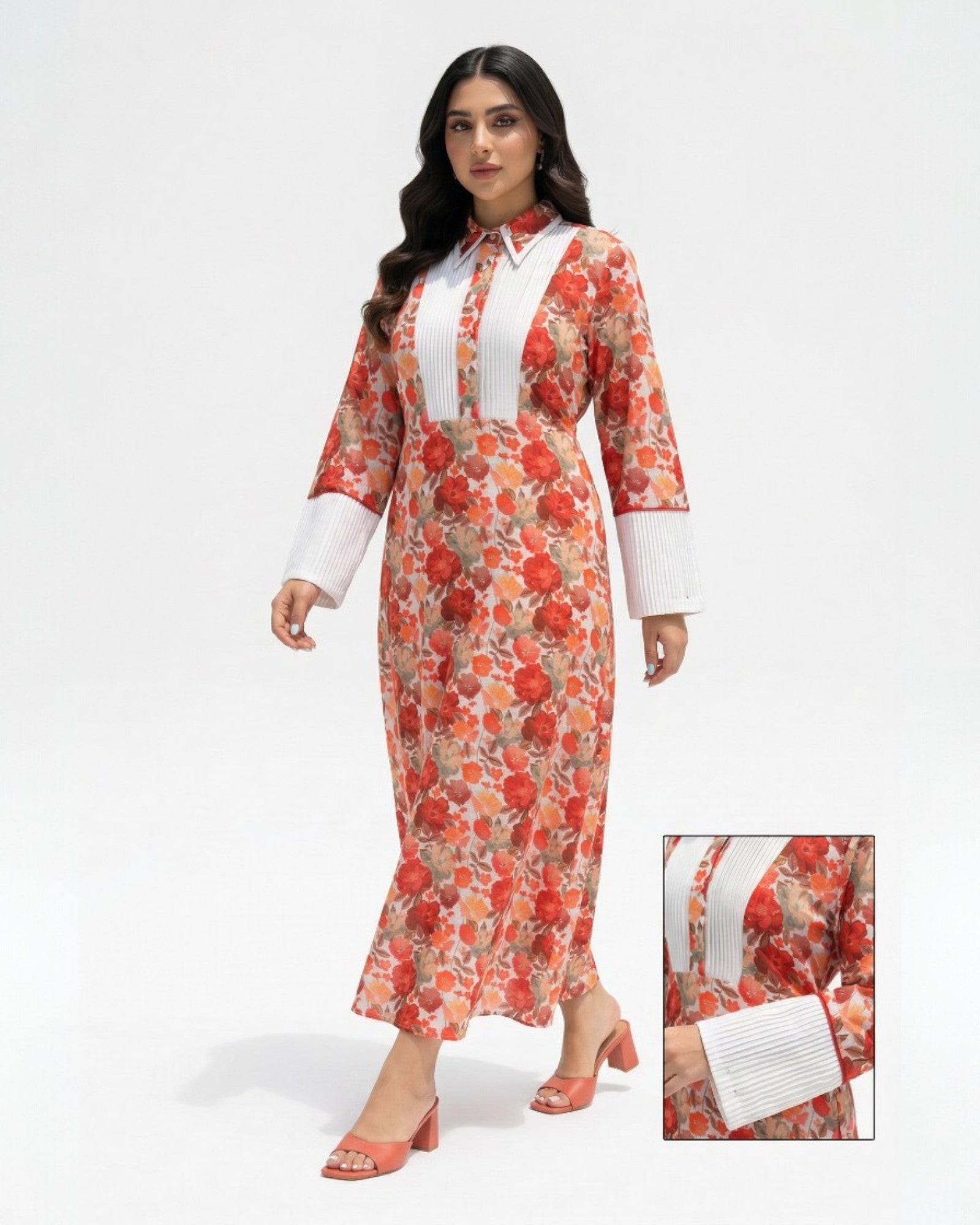Rumman — L164 — Pomegranate Floral Print Linen Jalabiya