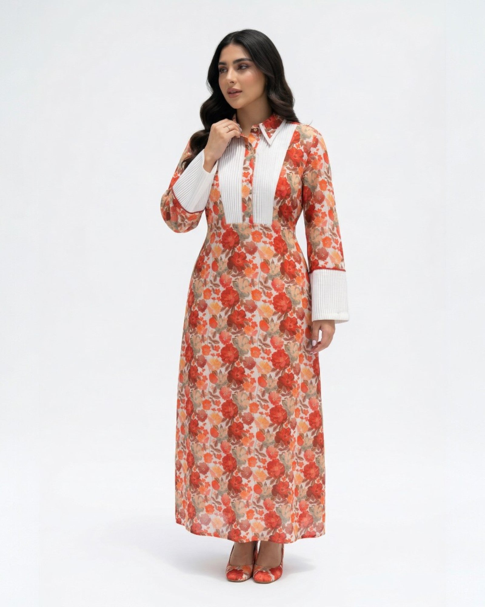 Rumman — L164 — Pomegranate Floral Print Linen Jalabiya