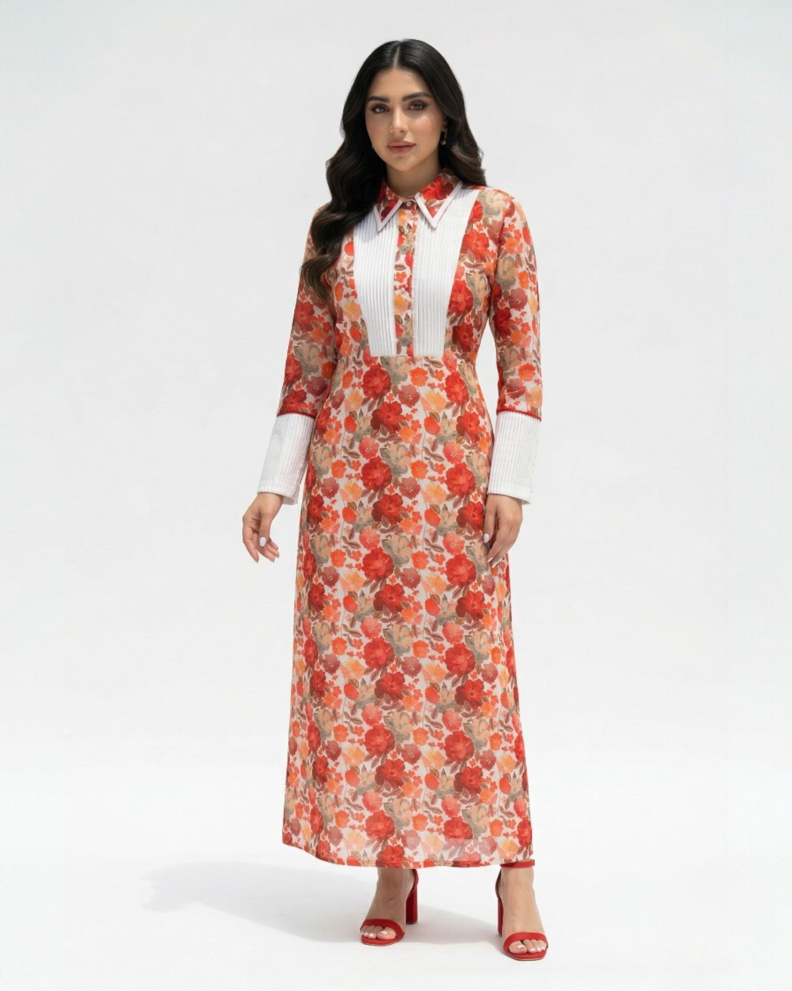 Rumman — L164 — Pomegranate Floral Print Linen Jalabiya