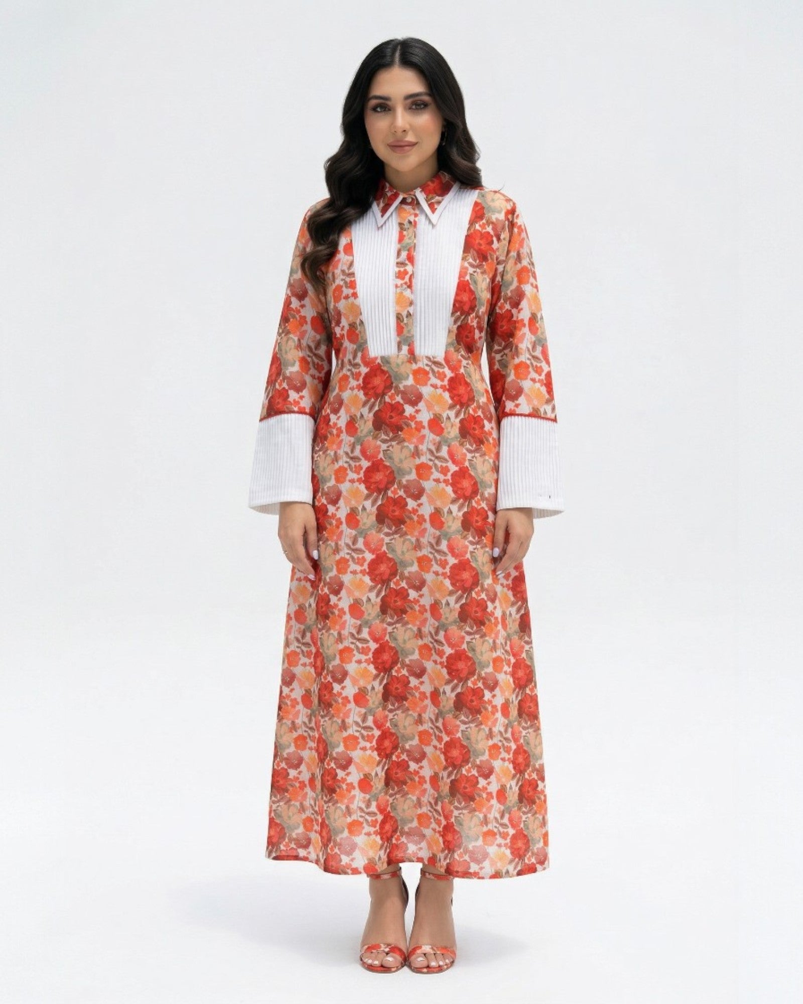 Rumman — L164 — Pomegranate Floral Print Linen Jalabiya
