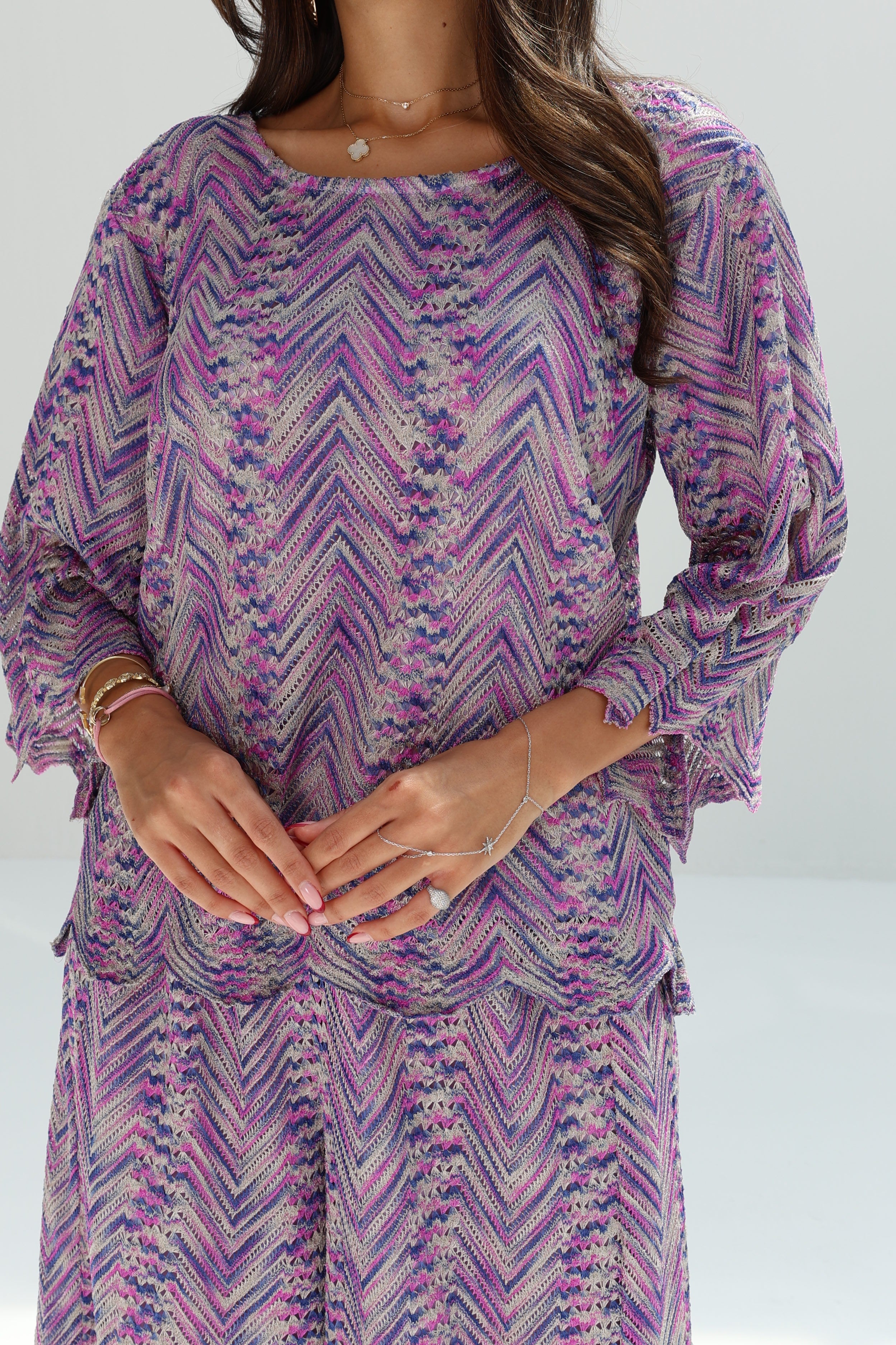 Banafsaj — Purple Chevron Lace Co-ord Set