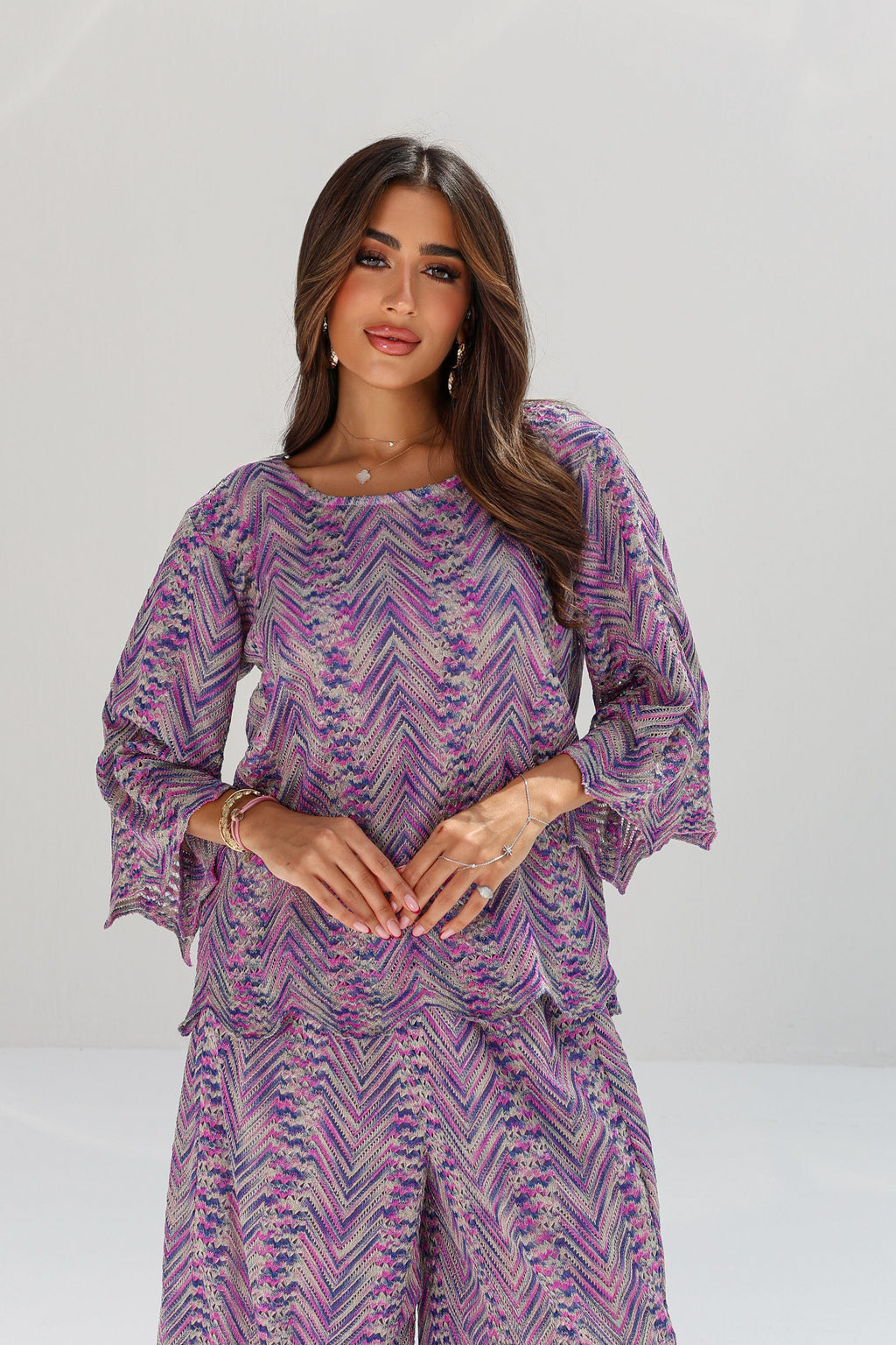 Banafsaj — Purple Chevron Lace Co-ord Set