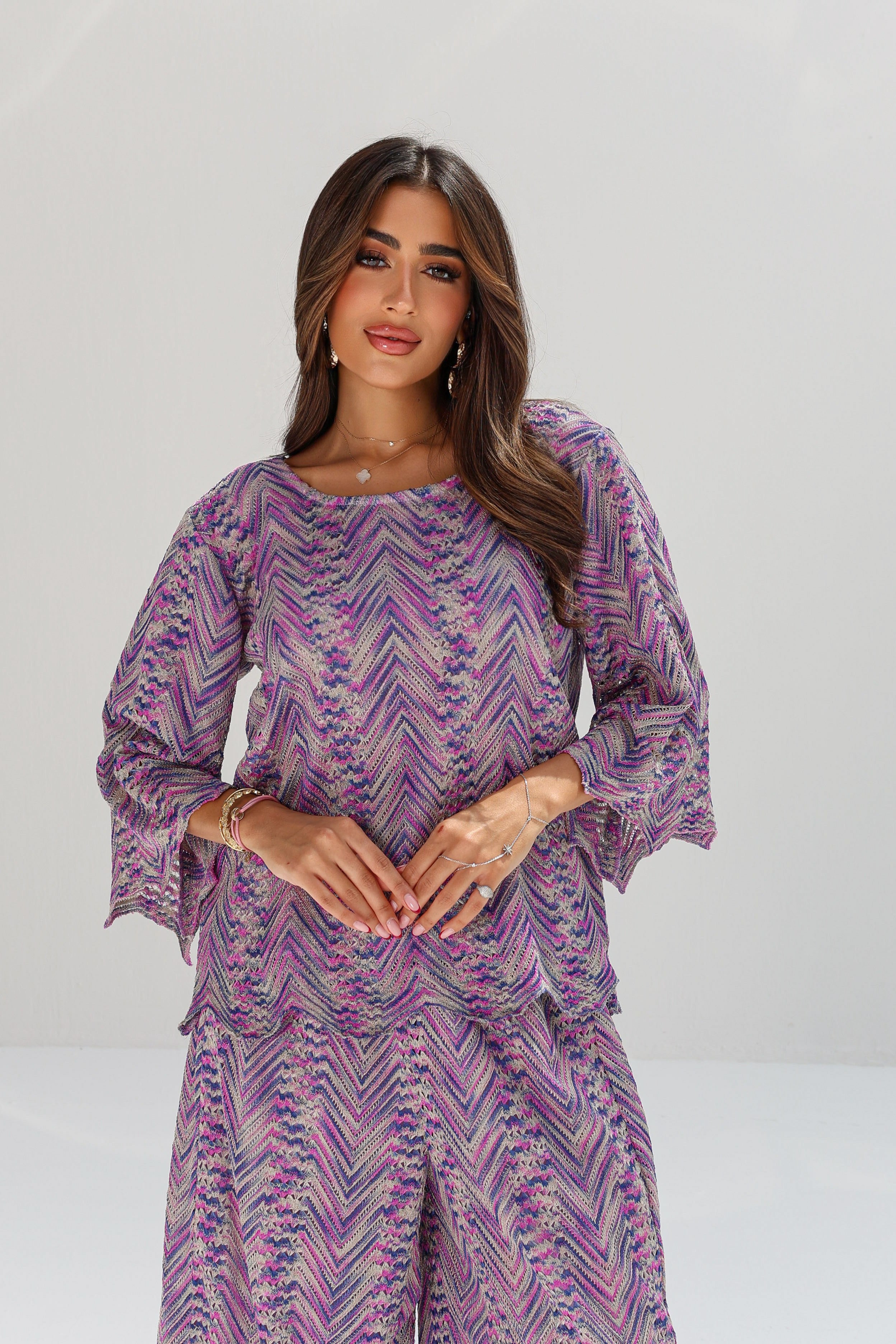 Banafsaj — Purple Chevron Lace Co-ord Set