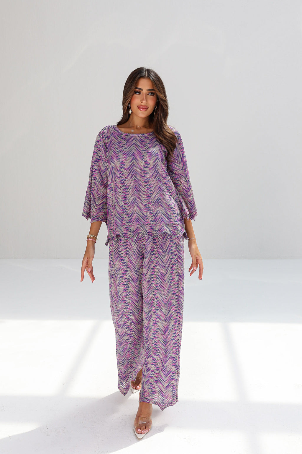 Banafsaj — Purple Chevron Lace Co-ord Set