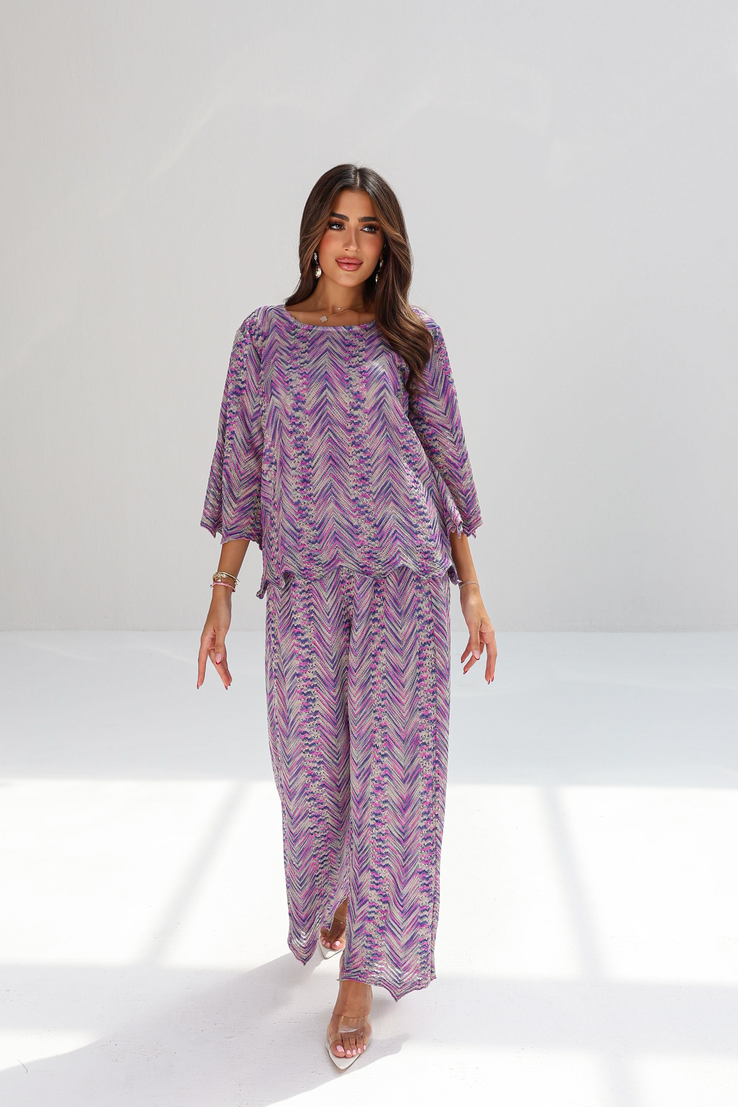 Banafsaj — Purple Chevron Lace Co-ord Set