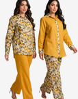 Lemon Blossom Mix & Match Linen Blend Co-ord Set featuring printed and solid top styling options with matching trousers