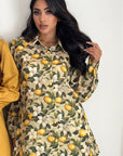 Lemon and floral print detail on the Limoncello Bloom Travel Wear Set.