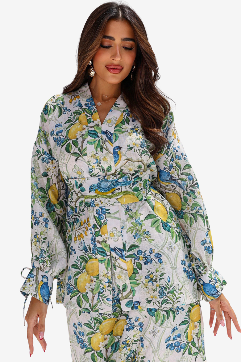 Lemon Orchard Linen Blend Co-ord Set