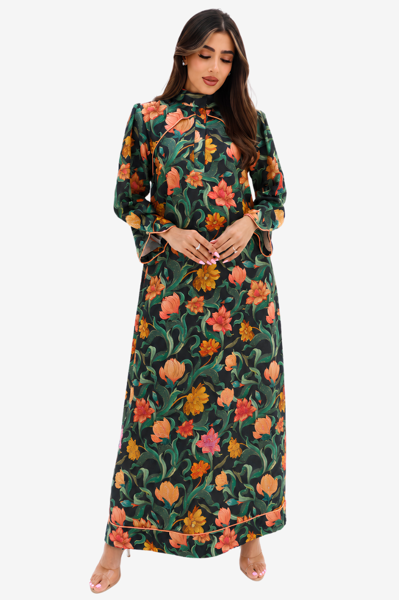 Dark Floral Jalabiya