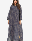 Midnight Chrysanthemum Embellished Linen Blend Jalabiya