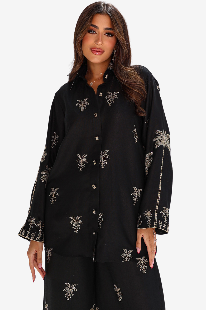 Midnight Palms Linen Blend Co-ord Set