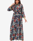 Midnight Tropical Bloom Embellished Linen Blend Dress