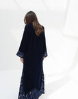Full-length back view of Midnight Velvet Hand Embroidered Jalabiya
