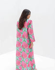 Pink Bloom Linen Blend Jalabiya backview