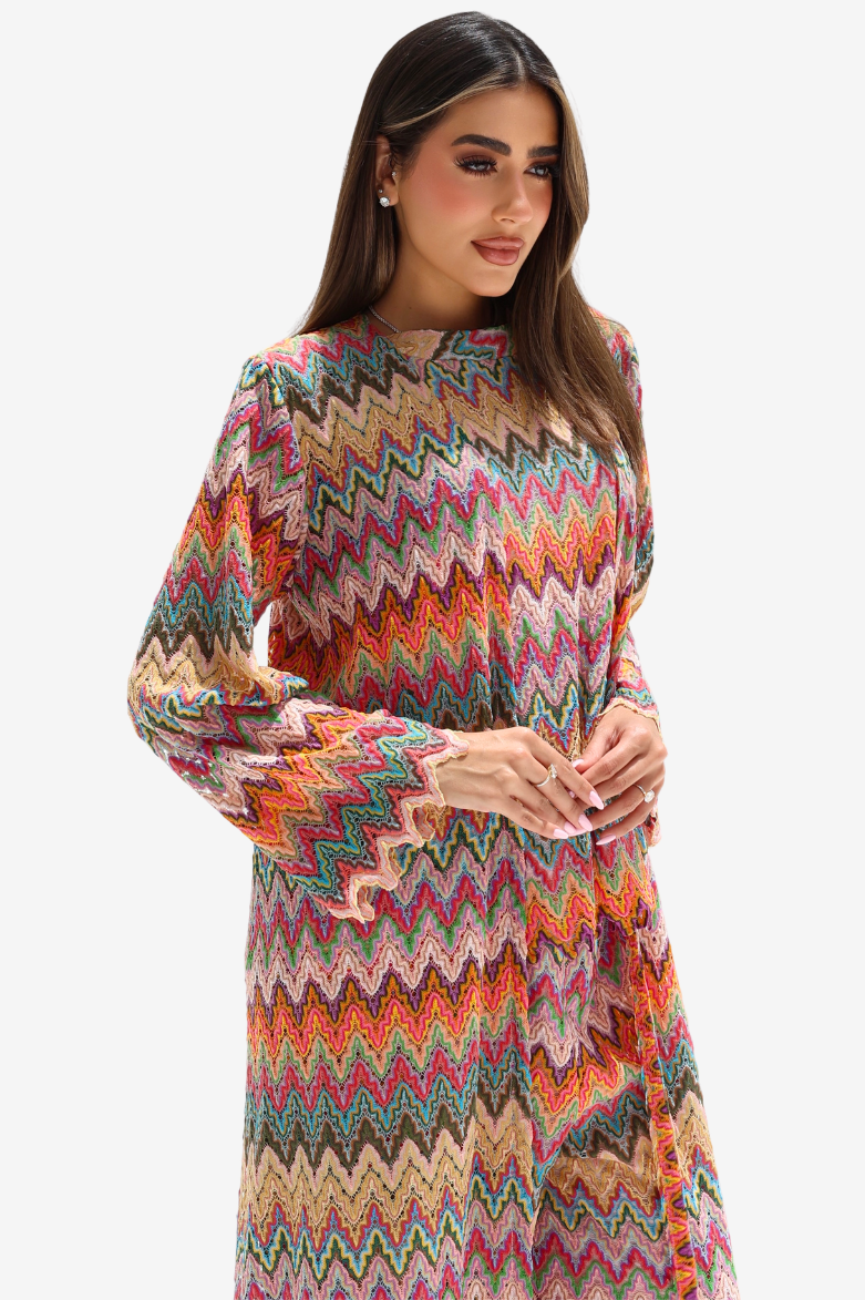 Multicolor Geometric Lace Three-Piece Set