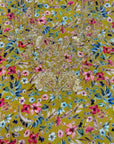 Mustard Wildflower Crepe Mukhawar featuring premium crepe fabric with a luxurious hand-embellished front and vibrant wildflower print by Gharza Couture.