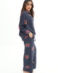 Side profile of the Charcoal Floral Medallion Cotton Mix Co-ord Set highlighting the flowing silhouette and breathable cotton mix fabric.