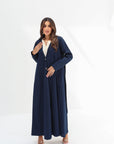 Full-length Navy Structured Pleated Abaya with flowing modest silhouette