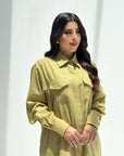 Zaytoun – Olivefarbenes zweiteiliges Set mit Olivenprint