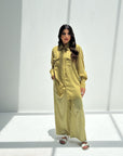 Zaytoun – Olivefarbenes zweiteiliges Set mit Olivenprint