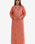 Ornamental Link Embellished Linen Blend Mukhawar