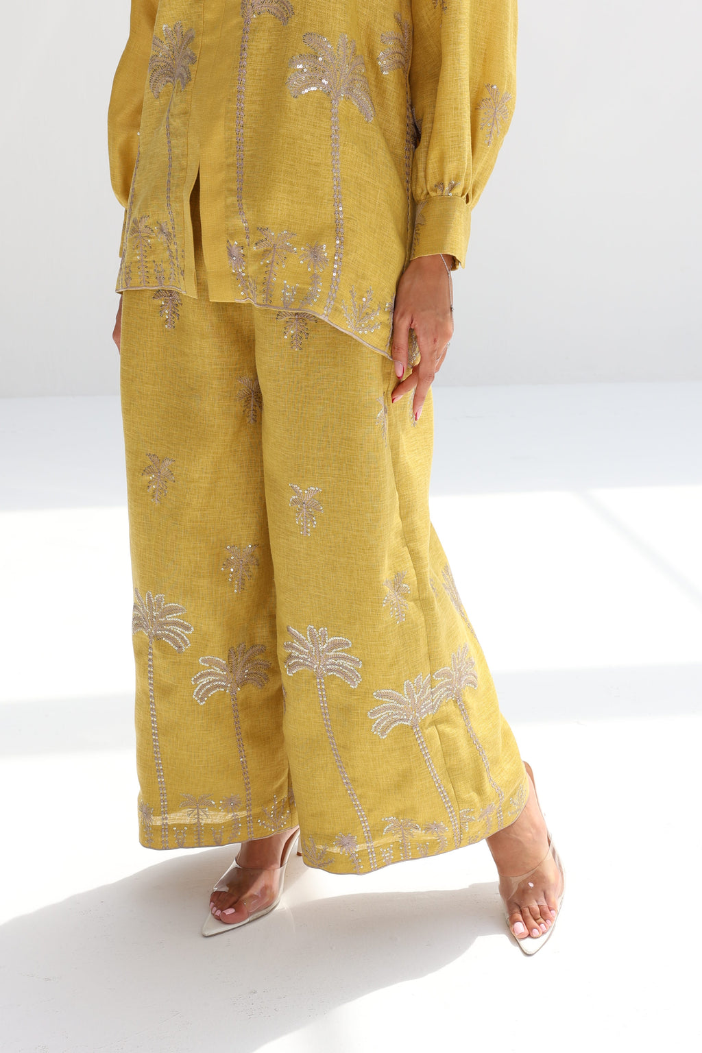 Asfour Al Nakheel — Mustard Palm Embroidered Co-ord Set