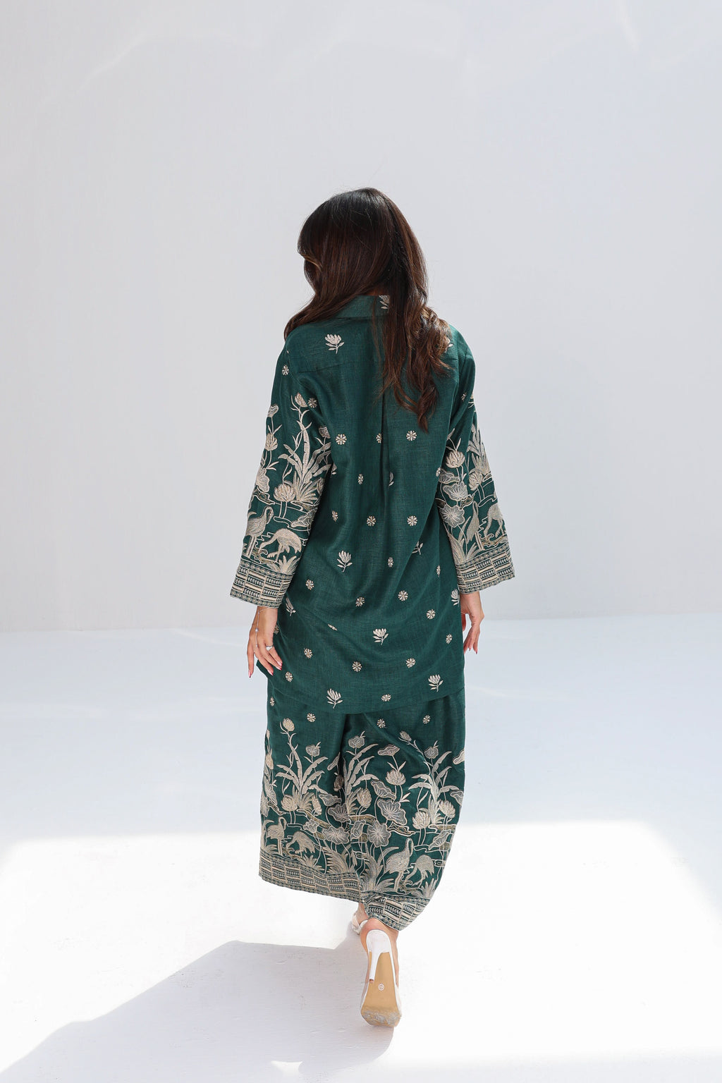 Wardat Al Nil — Emerald Botanical Embroidered Co-ord Set